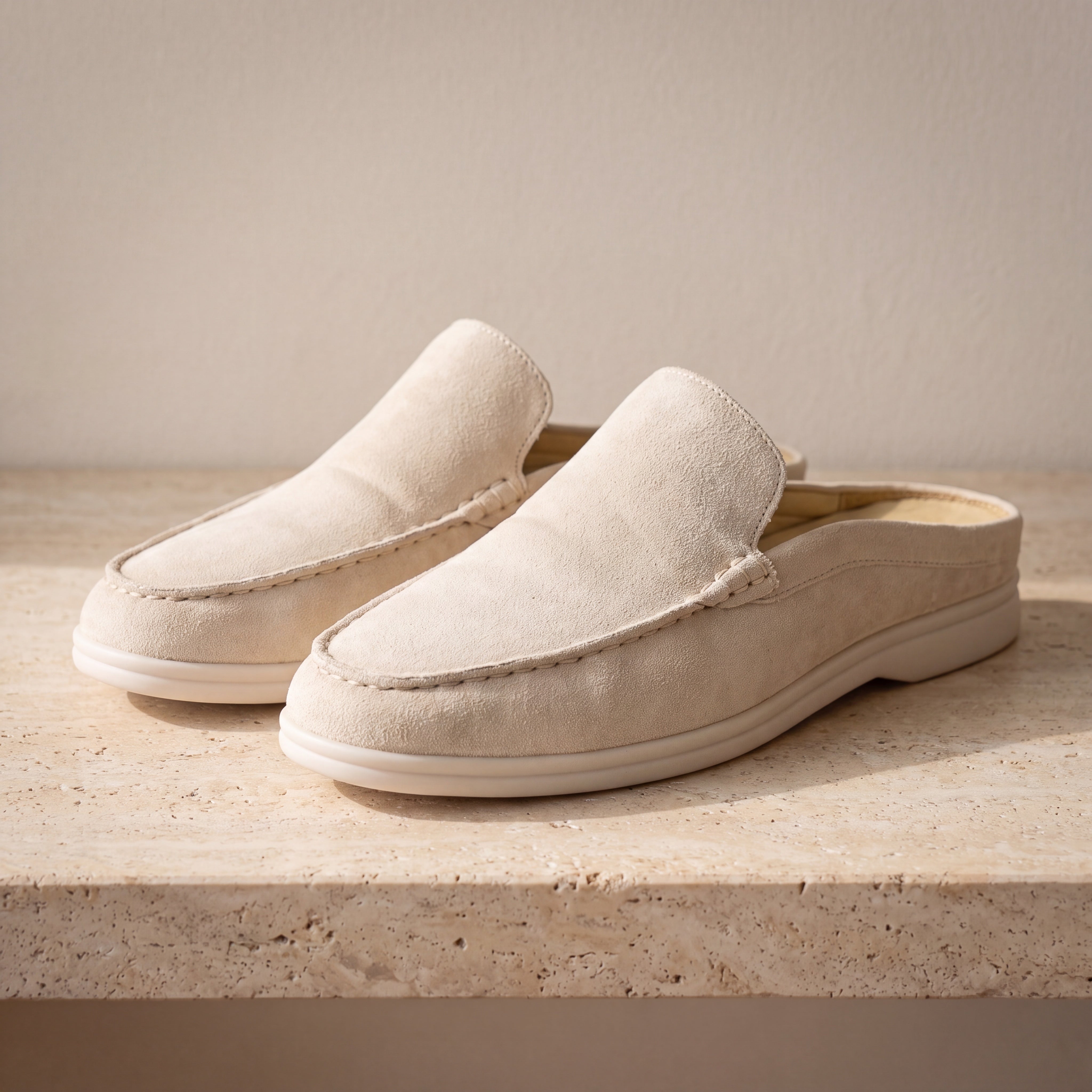 Marina Suede Slipper Ivory lifestyle