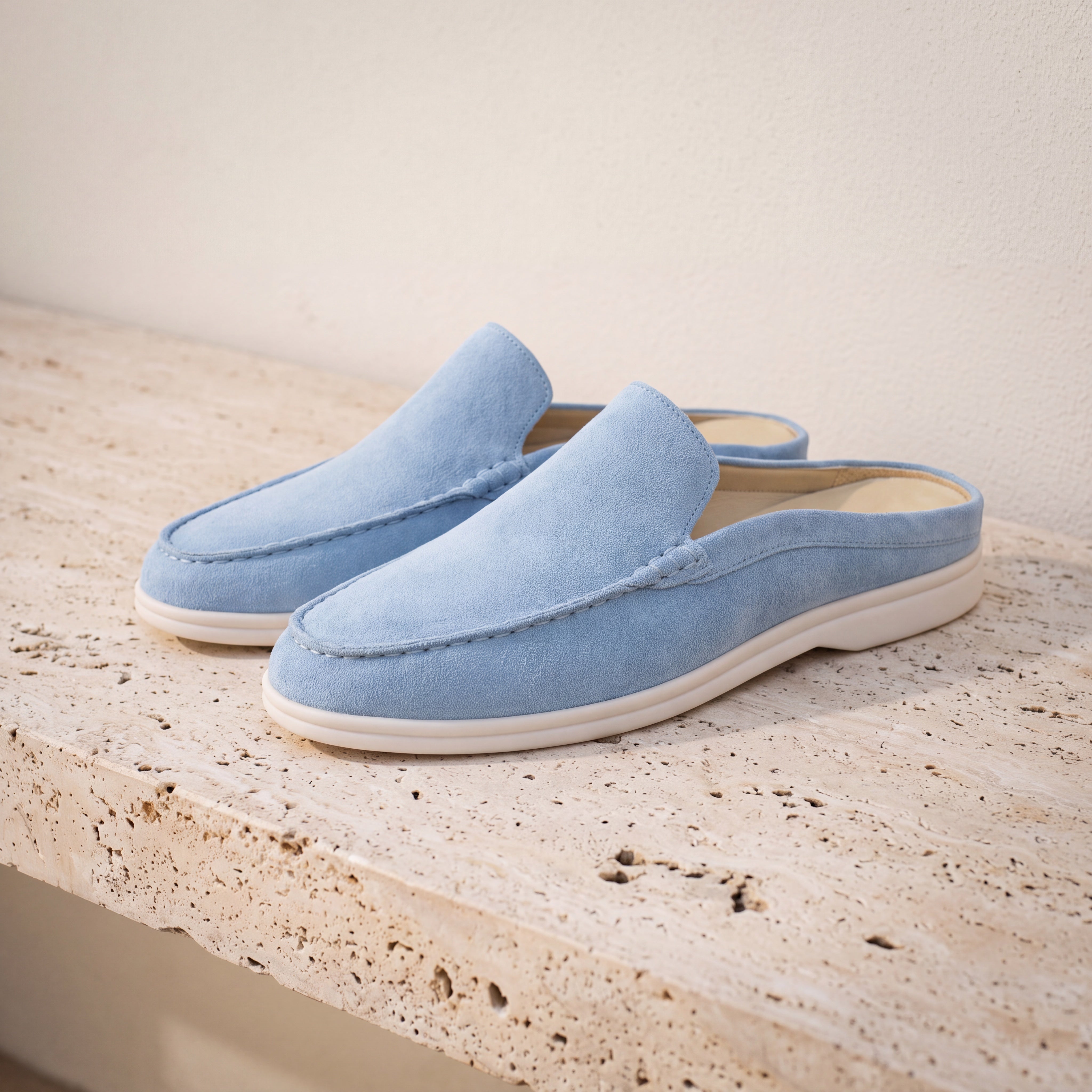 Marina Suede Slipper Light Blue lifestyle