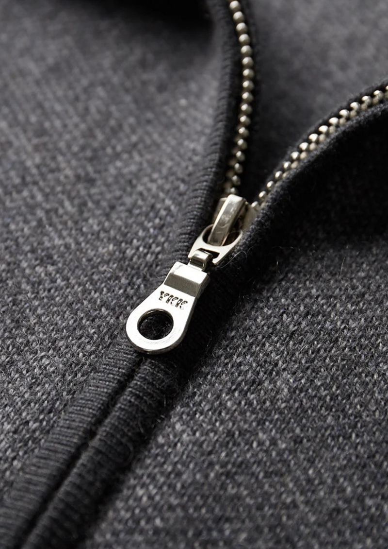 100% CASHMERE JACQUARD ZIP CARDIGAN