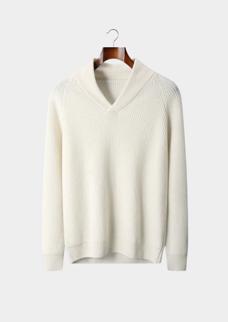 100% CASHMERE RIBBED V-NECK SWEATER
