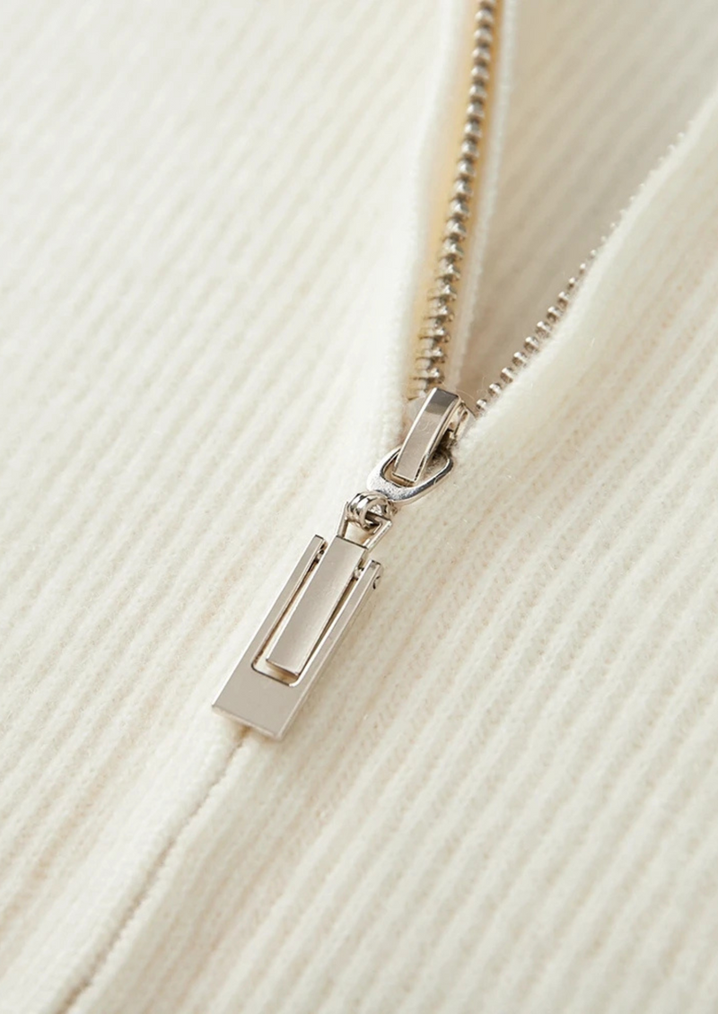 NOBA WOOL RIBBED ZIPPER CARDIGAN