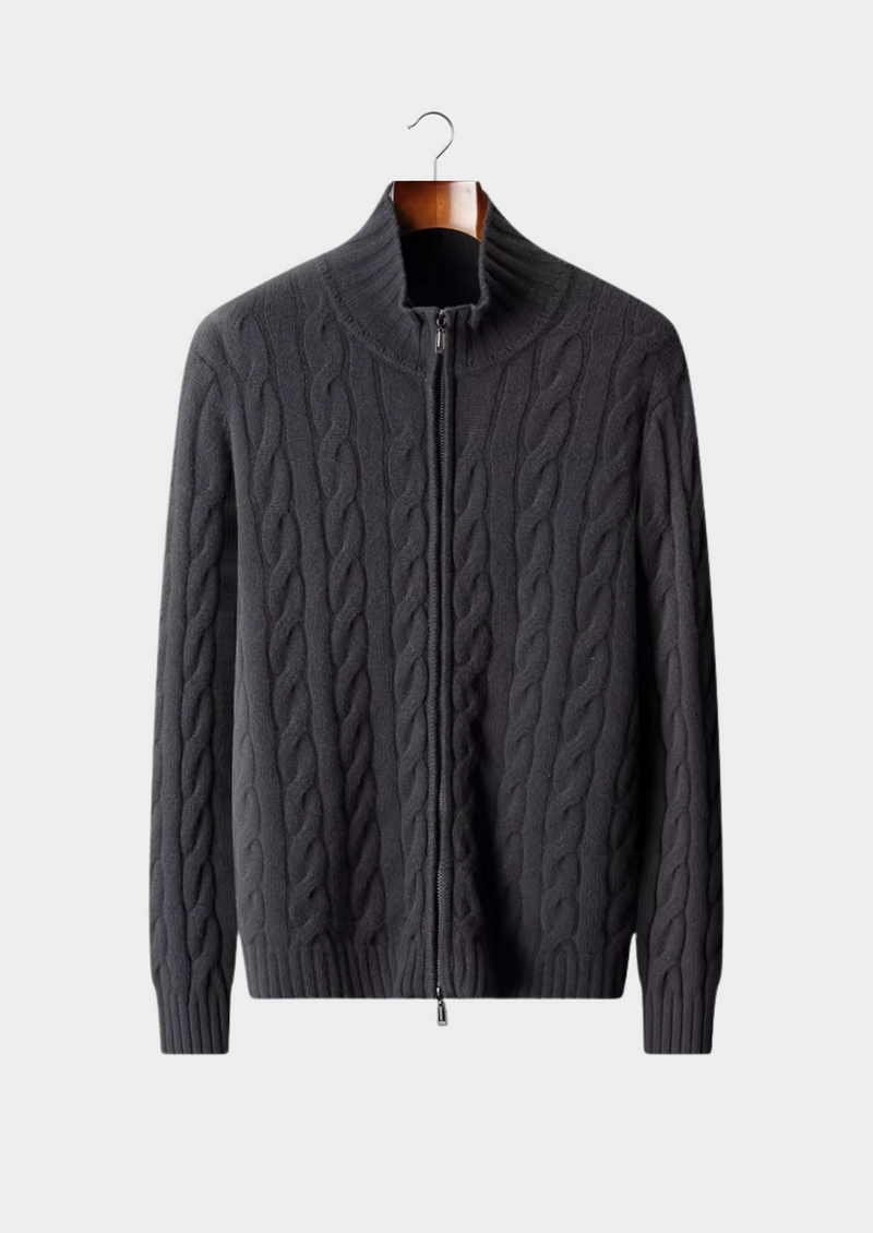 NOBA WOOL DUAL-ZIP CABLE CARDIGAN