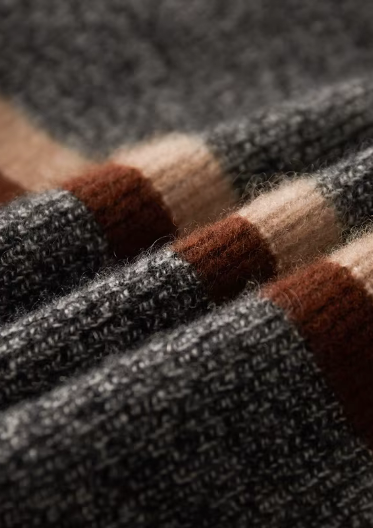 100% CASHMERE STRIPED ZIP CARDIGAN