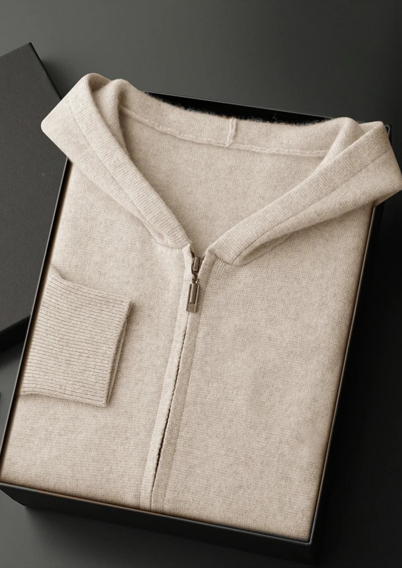 100% CASHMERE ZIPPER HOODIE