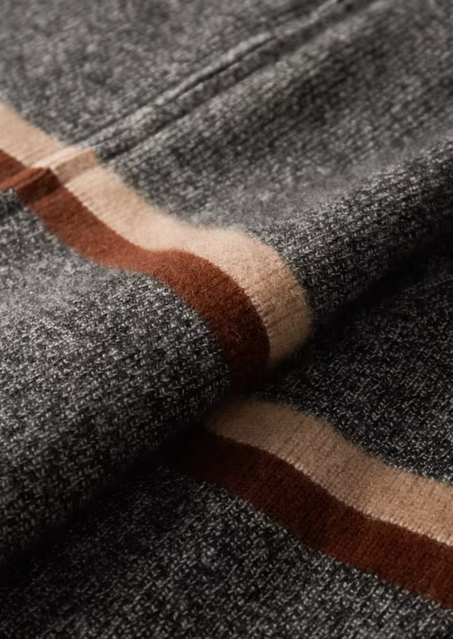 100% CASHMERE STRIPED ZIP CARDIGAN