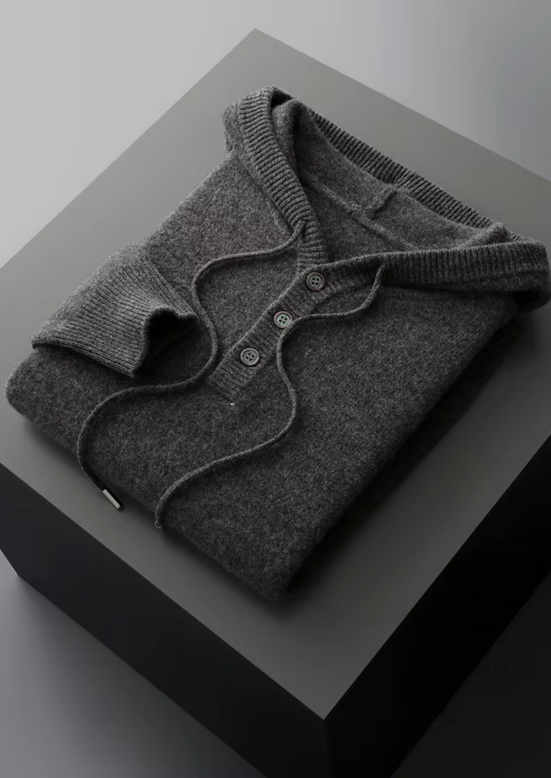 NOBA WOOL BUTTON HOODIE