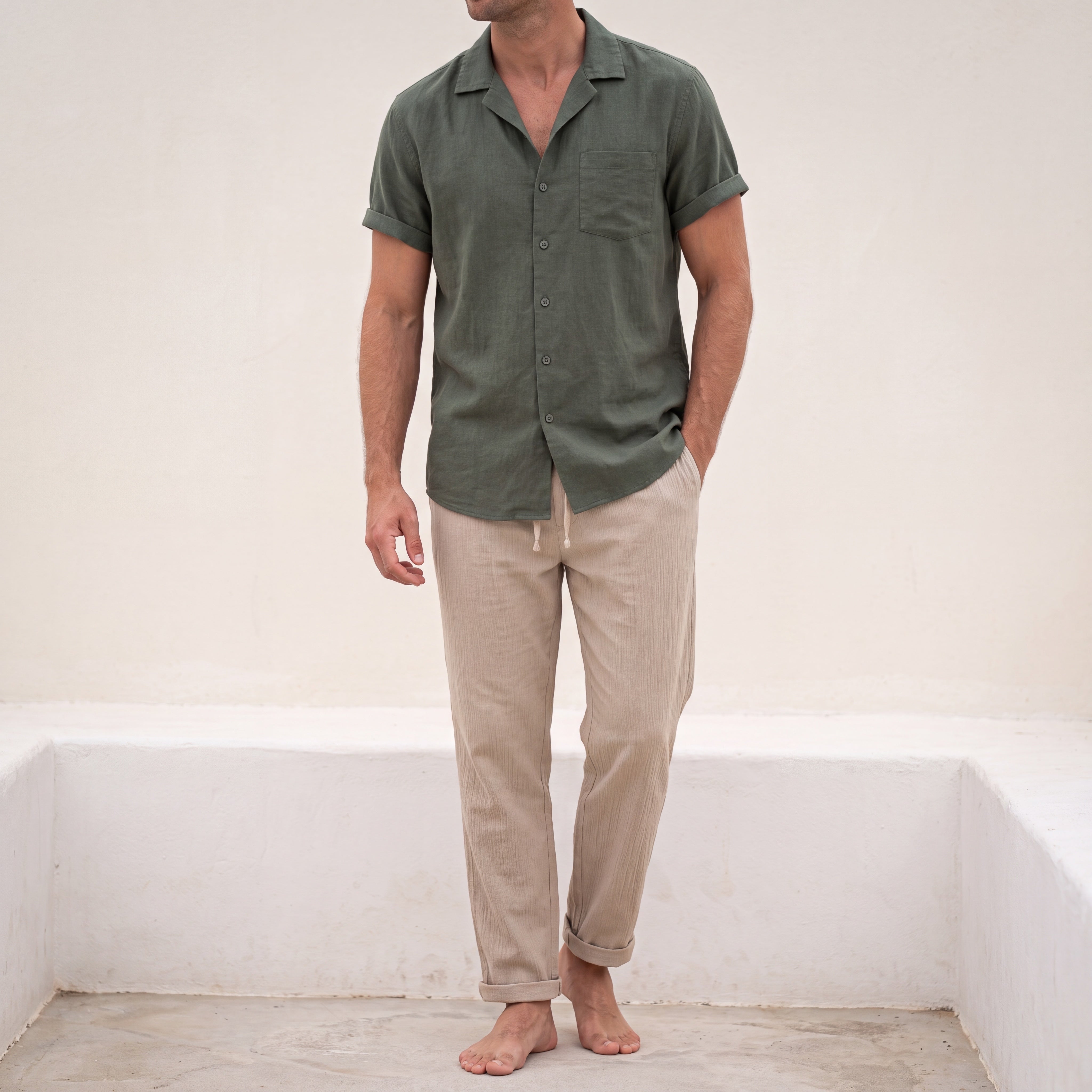 Zanzibar Short Sleeved Set Dark Green lifestyle