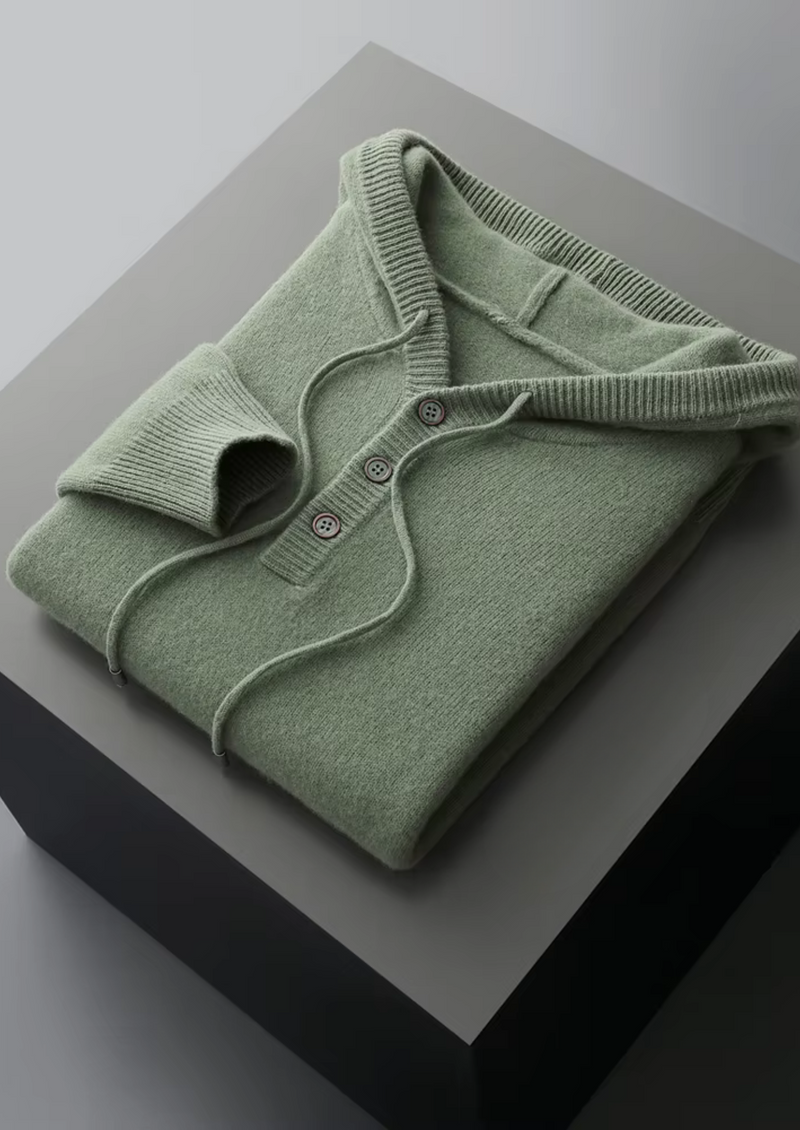 NOBA WOOL BUTTON HOODIE
