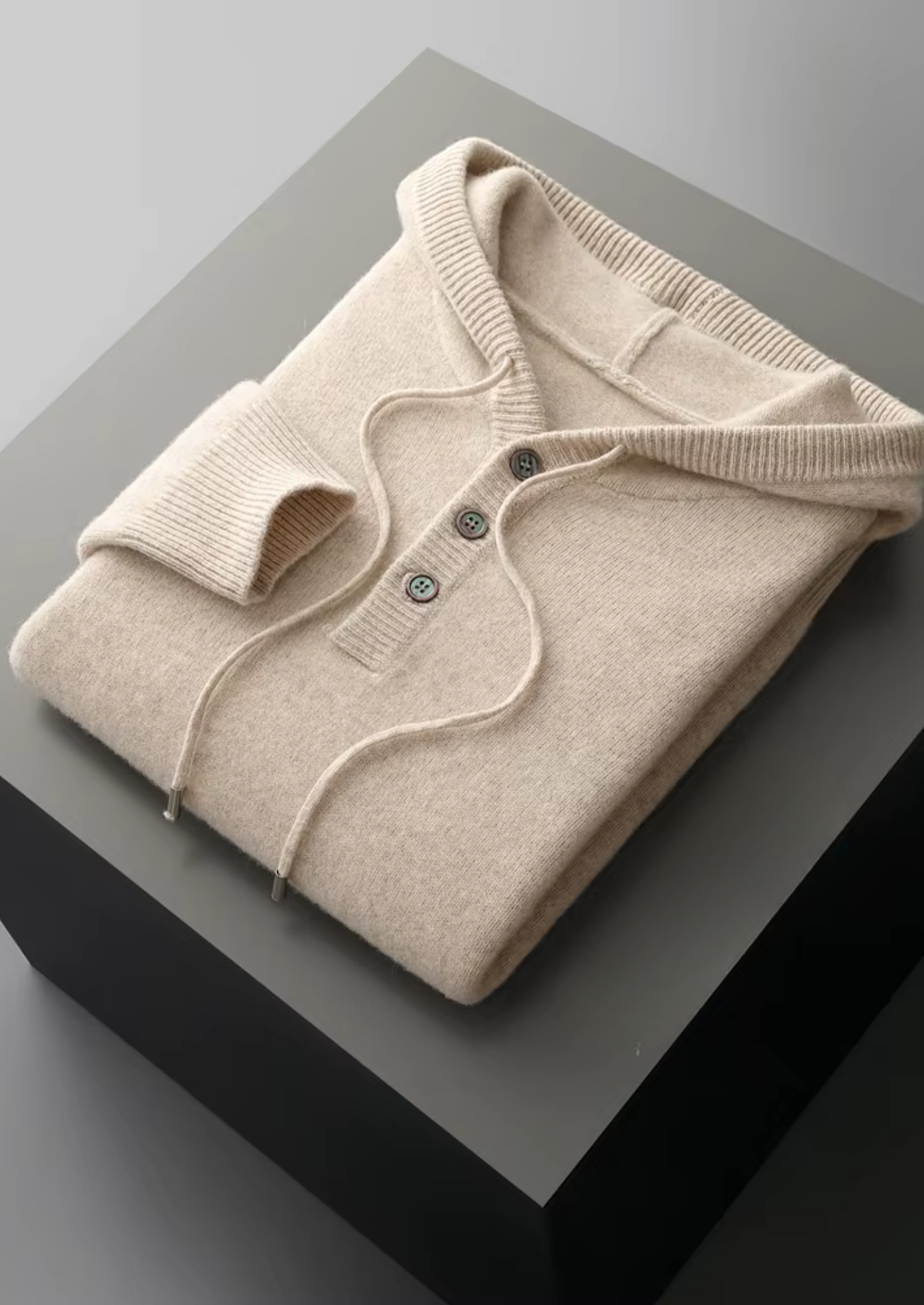 NOBA WOOL BUTTON HOODIE