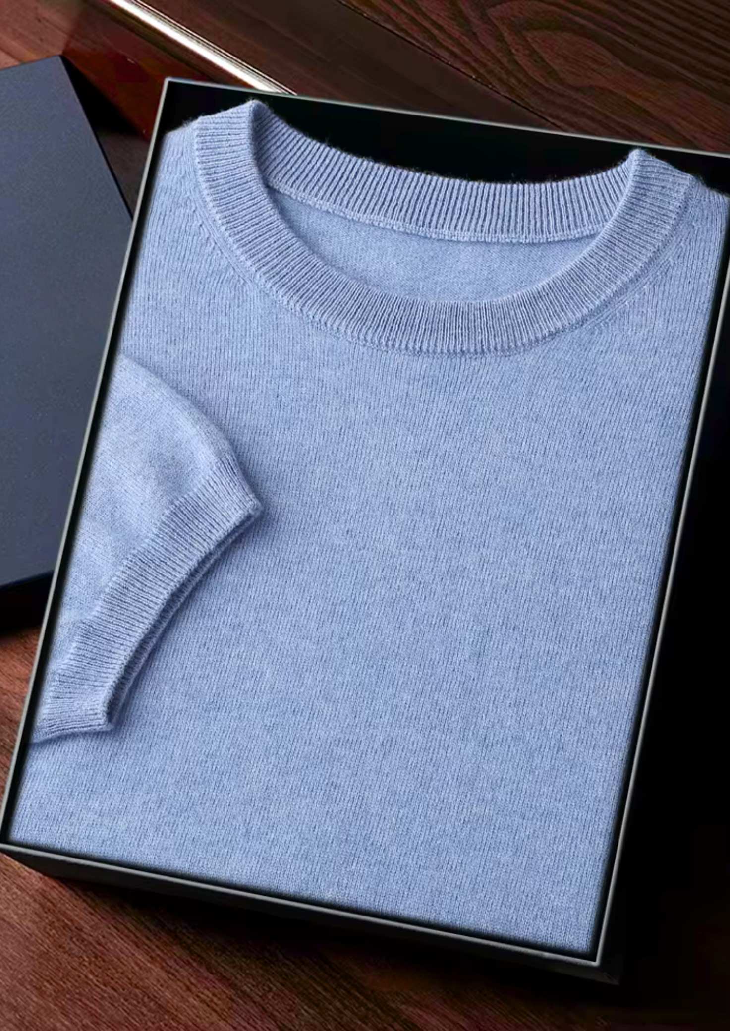 100% CASHMERE CLASSIC CREWNECK T-SHIRT