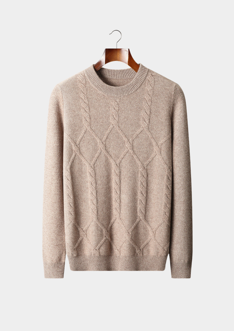 100% CASHMERE PATTERN CREWNECK