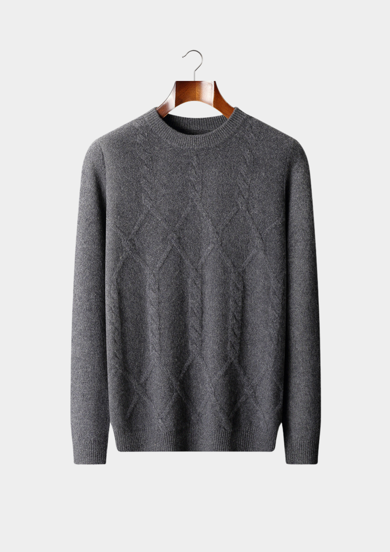 100% CASHMERE PATTERN CREWNECK