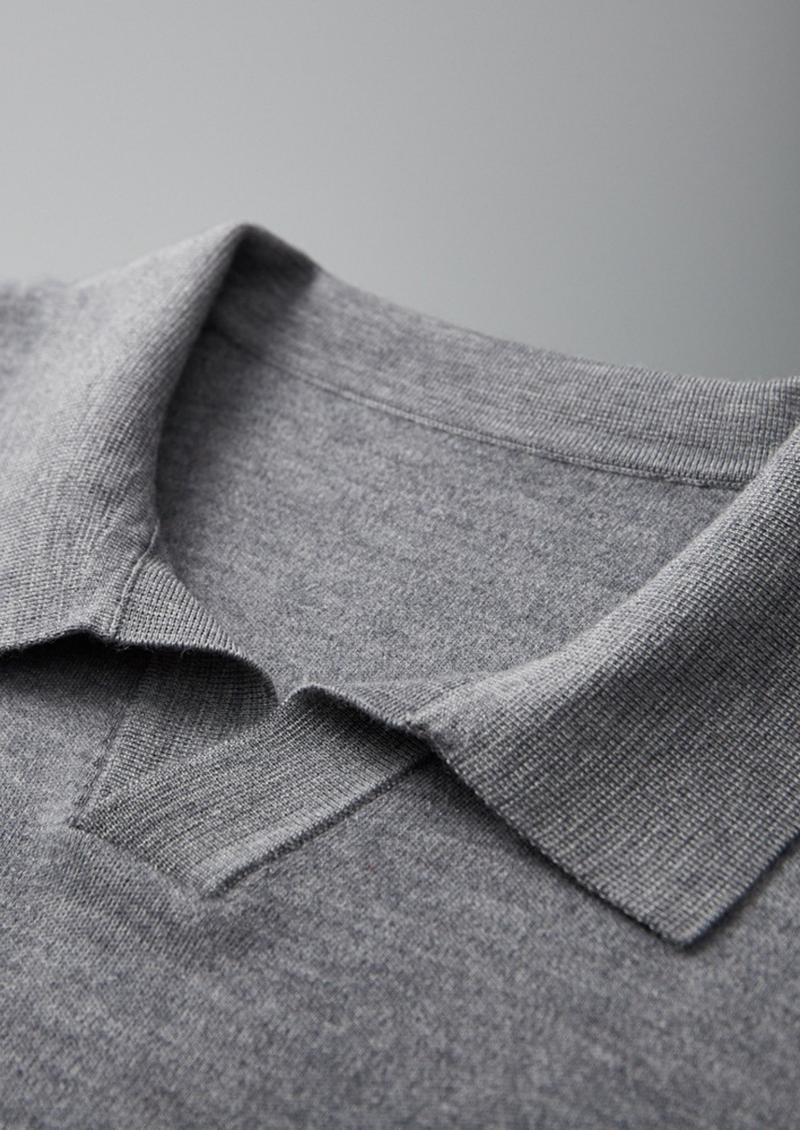 100% CASHMERE BUTTONLESS SWEATER POLO