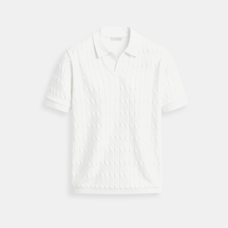 NOBA Premium V-Neck Cable Knit Polo