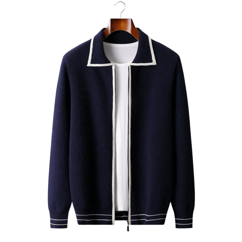 NOBA WOOL TWO-TONE POLO CARDIGAN