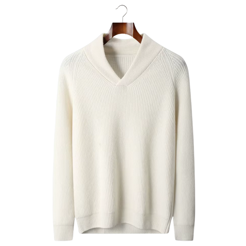 100% CASHMERE RIBBED V-NECK SWEATER