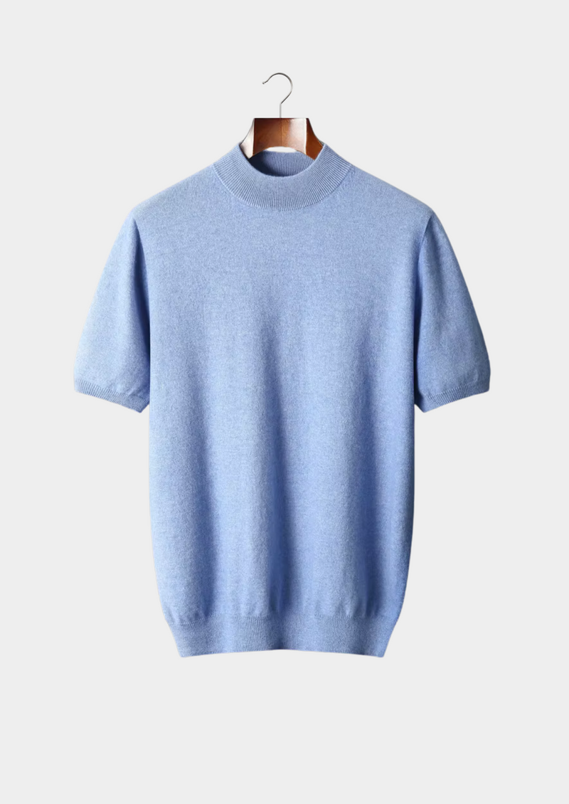 100% CASHMERE MOCK NECK T-SHIRT