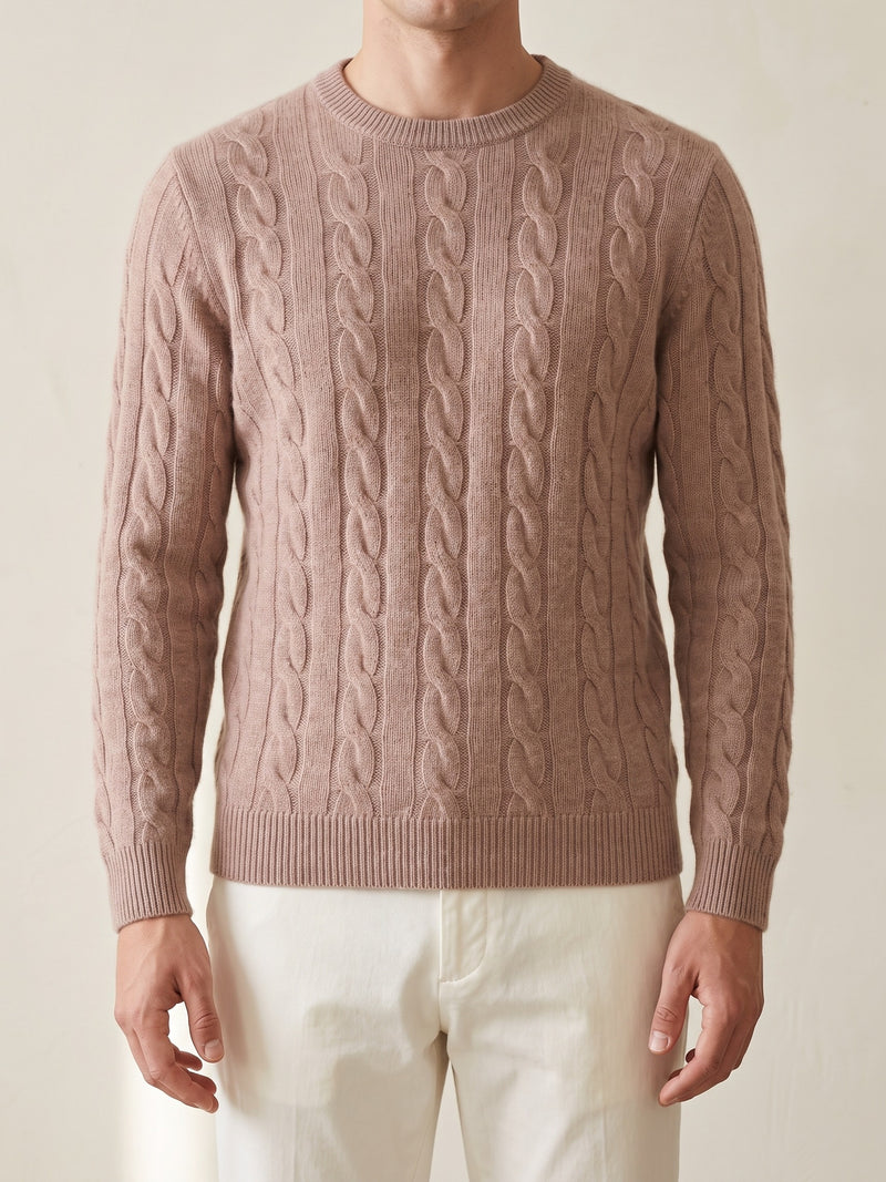 Cashmere Cable Knit Sweater – Brown lifestyle