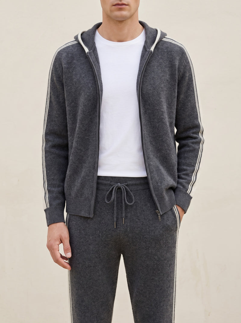 100% Cashmere Damien Tracksuit – Dark Gray lifestyle