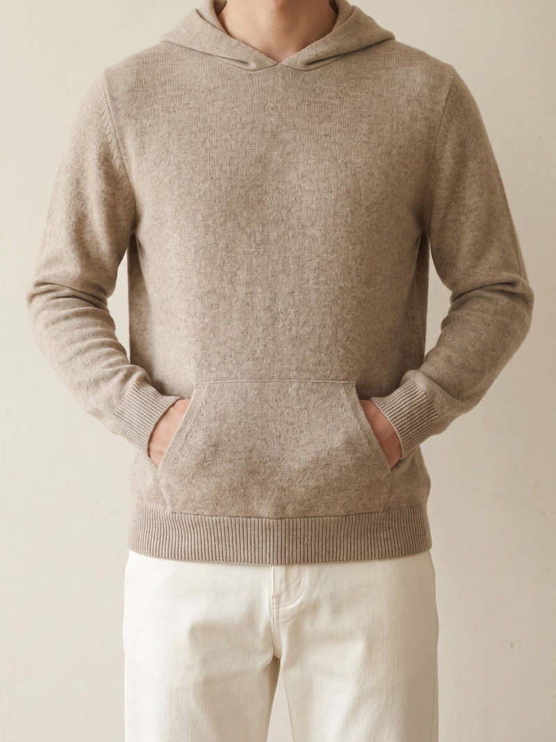 100% Cashmere Essential Hoodie – Sand lifestyle