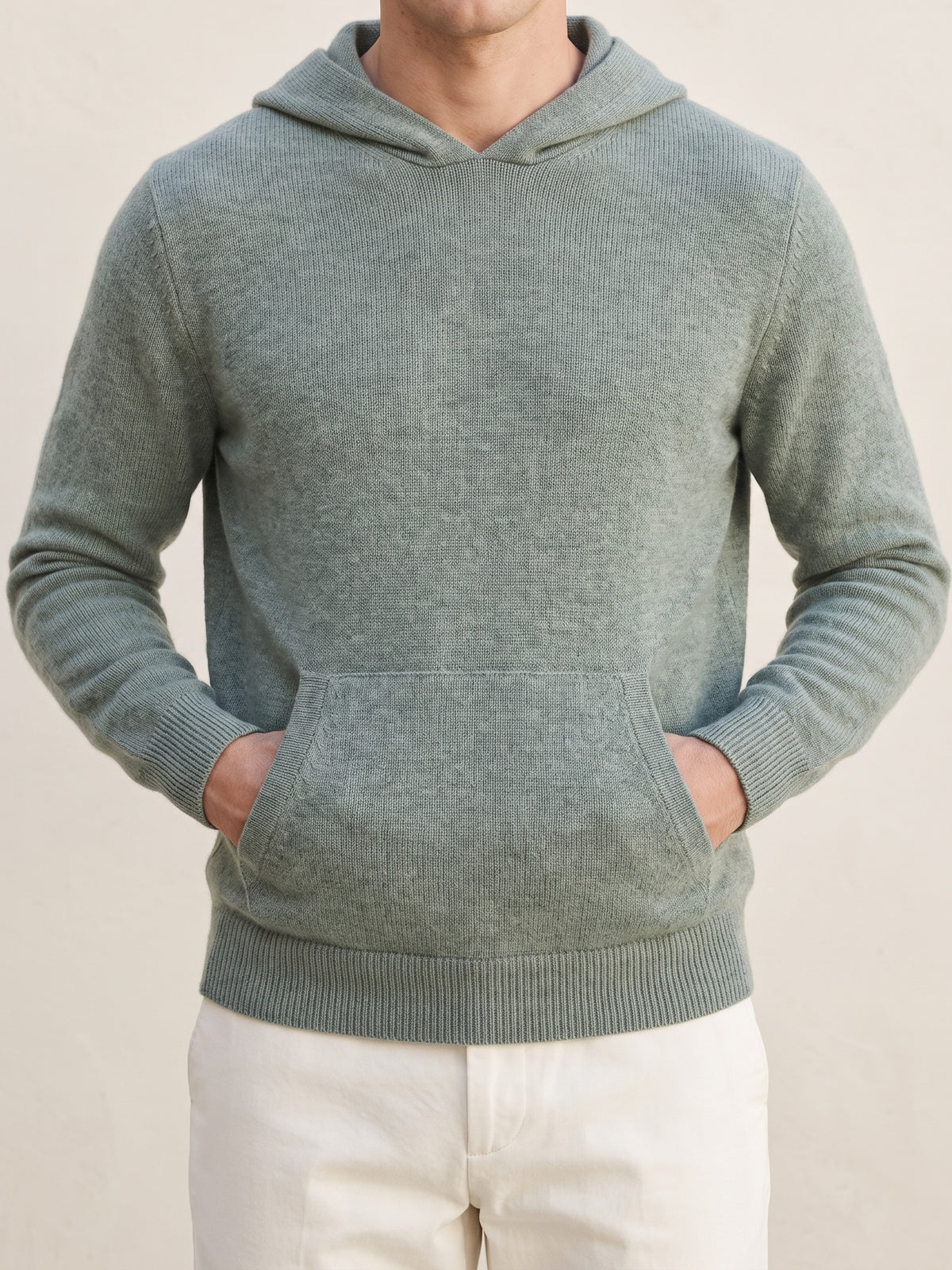 100% Cashmere Essential Hoodie – Verdant Slate lifestyle