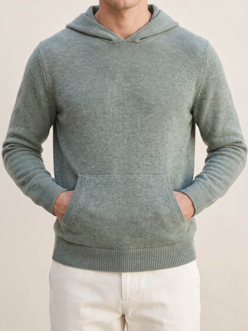 100% Cashmere Essential Hoodie – Verdant Slate lifestyle
