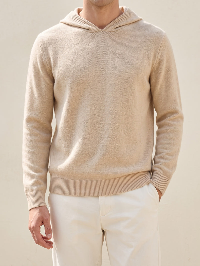 100% Cashmere Leisure Hoodie – Sand lifestyle