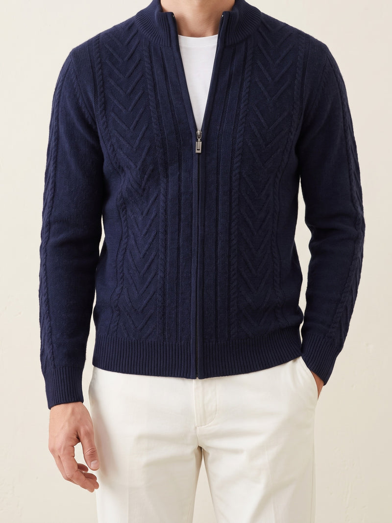 100% Cashmere Pattern Vest – Navy lifestyle