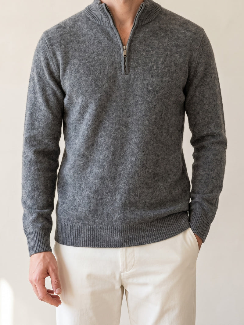 100% Cashmere Zip Up – Gray lifestyle