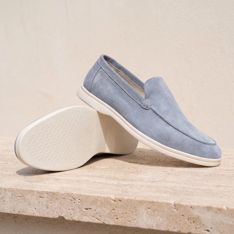 NOBA Suede Loafers Sky Blue lifestyle