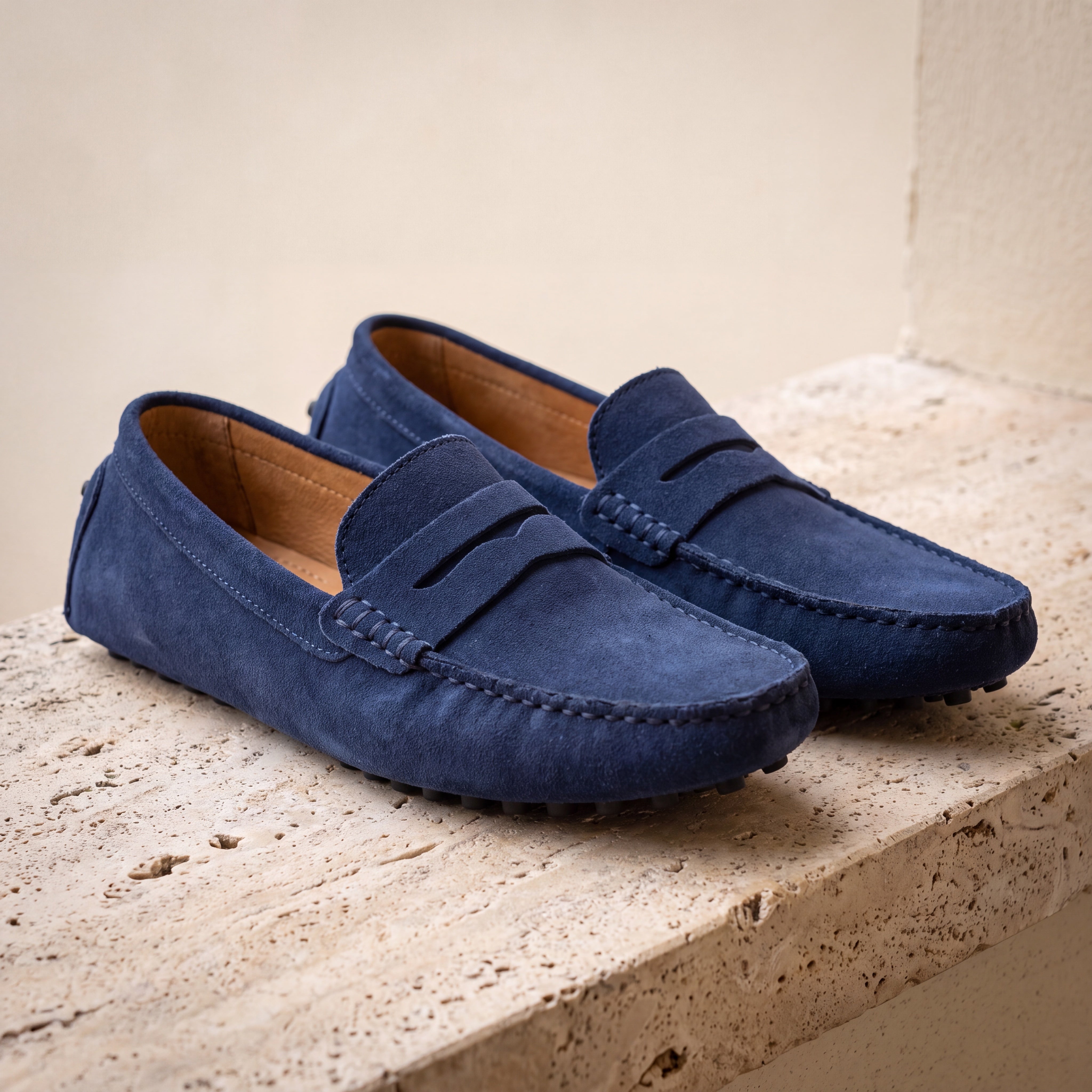 Suede Marina Loafers Marine Blue lifestyle