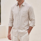 Cannes Linen Shirt Beige lifestyle