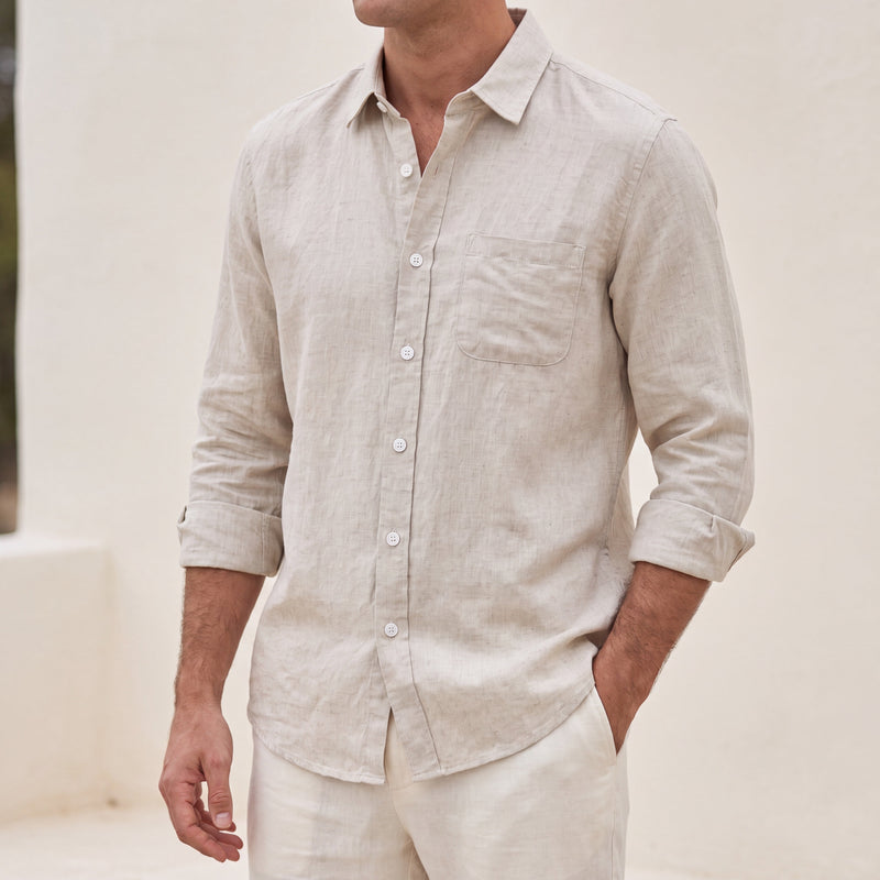 Cannes Linen Shirt Beige lifestyle