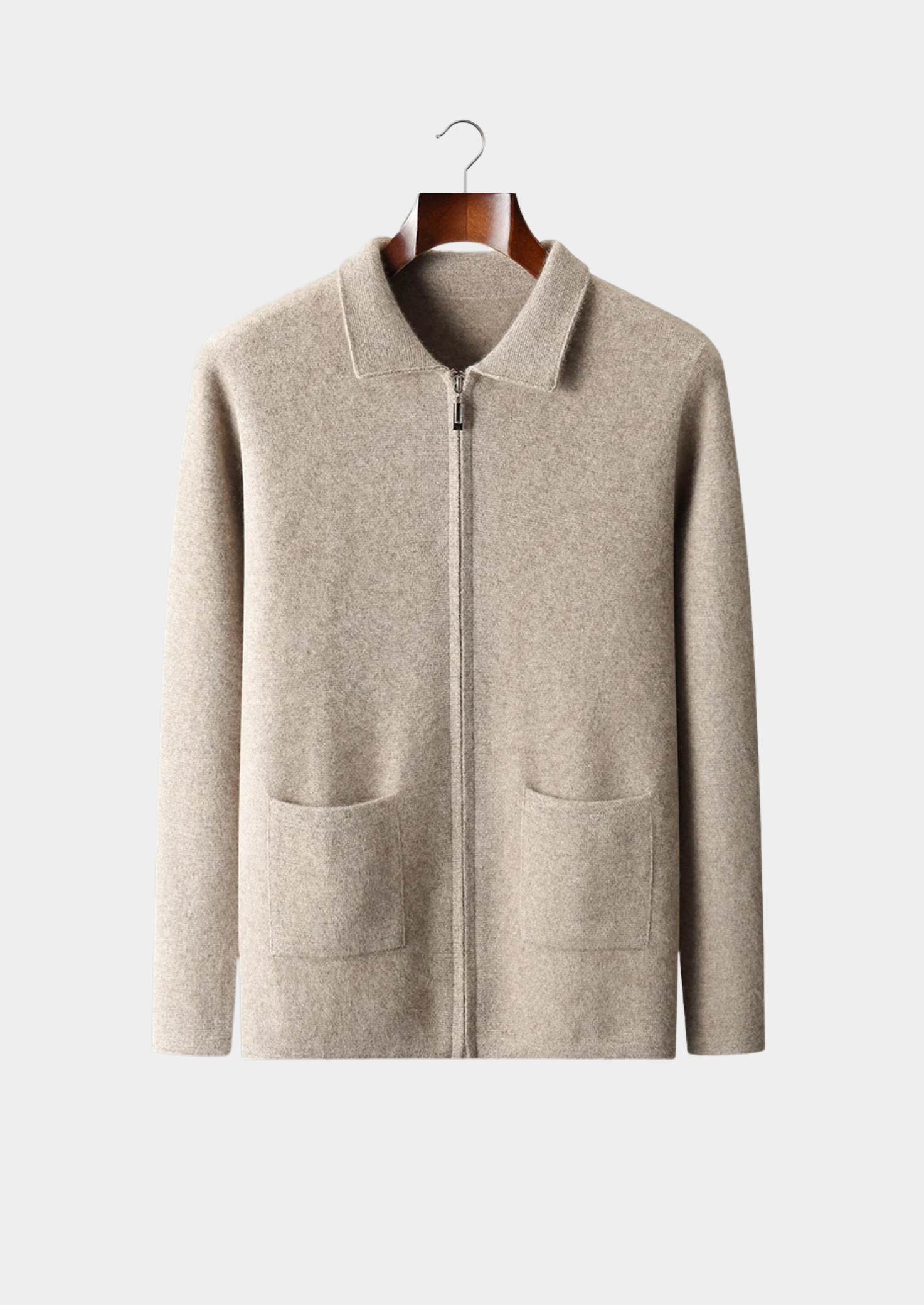 100% CASHMERE ZIPPER CARDIGAN