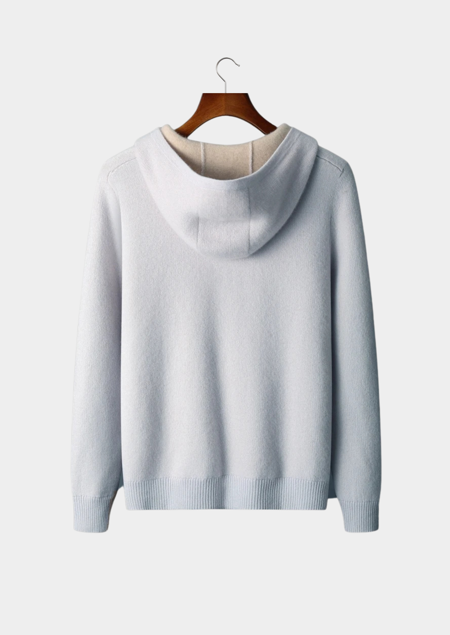 100% CASHMERE TWO -TONE ZIPPER HOODIE