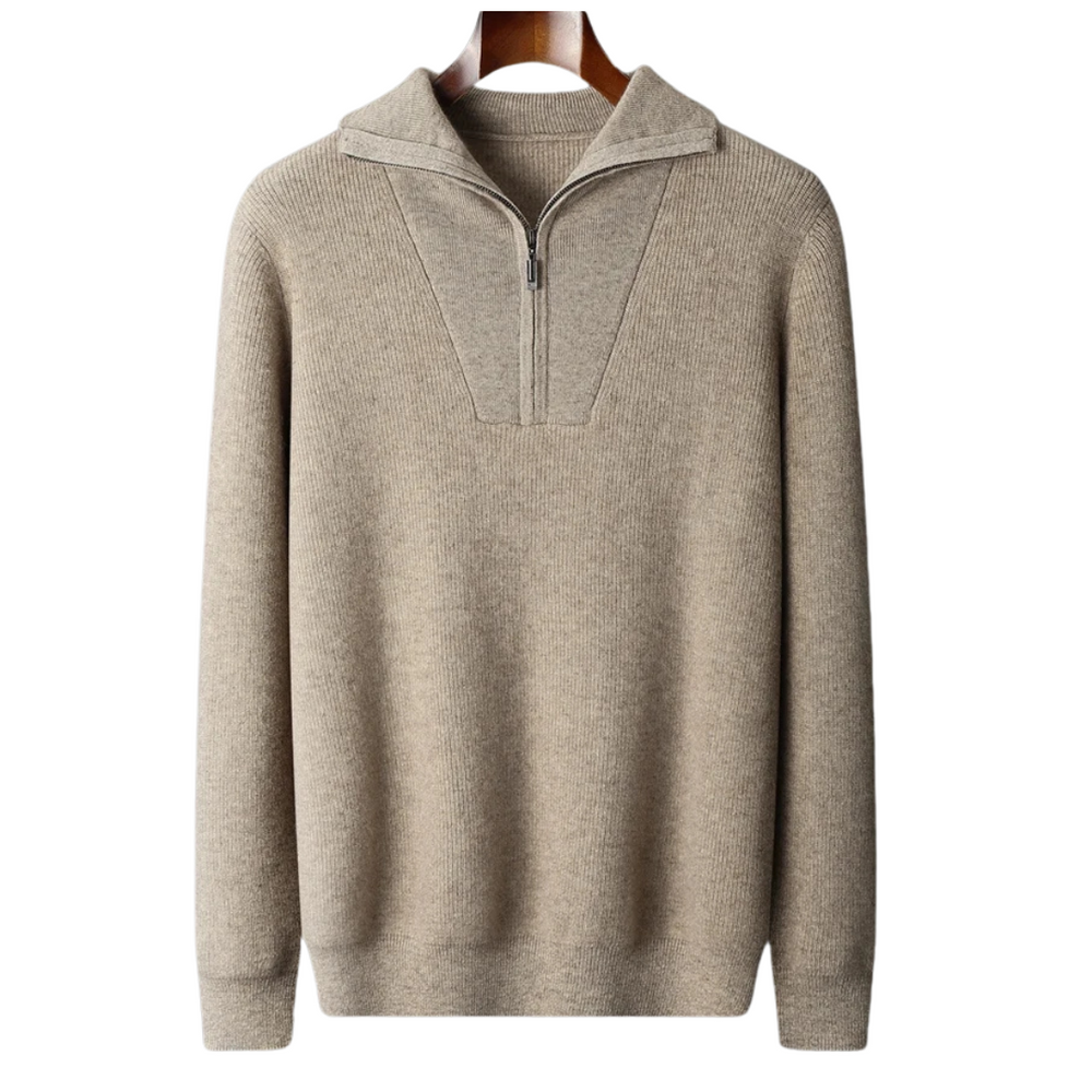 Wool & Cashmere Mix High Neck Sweater with Zip