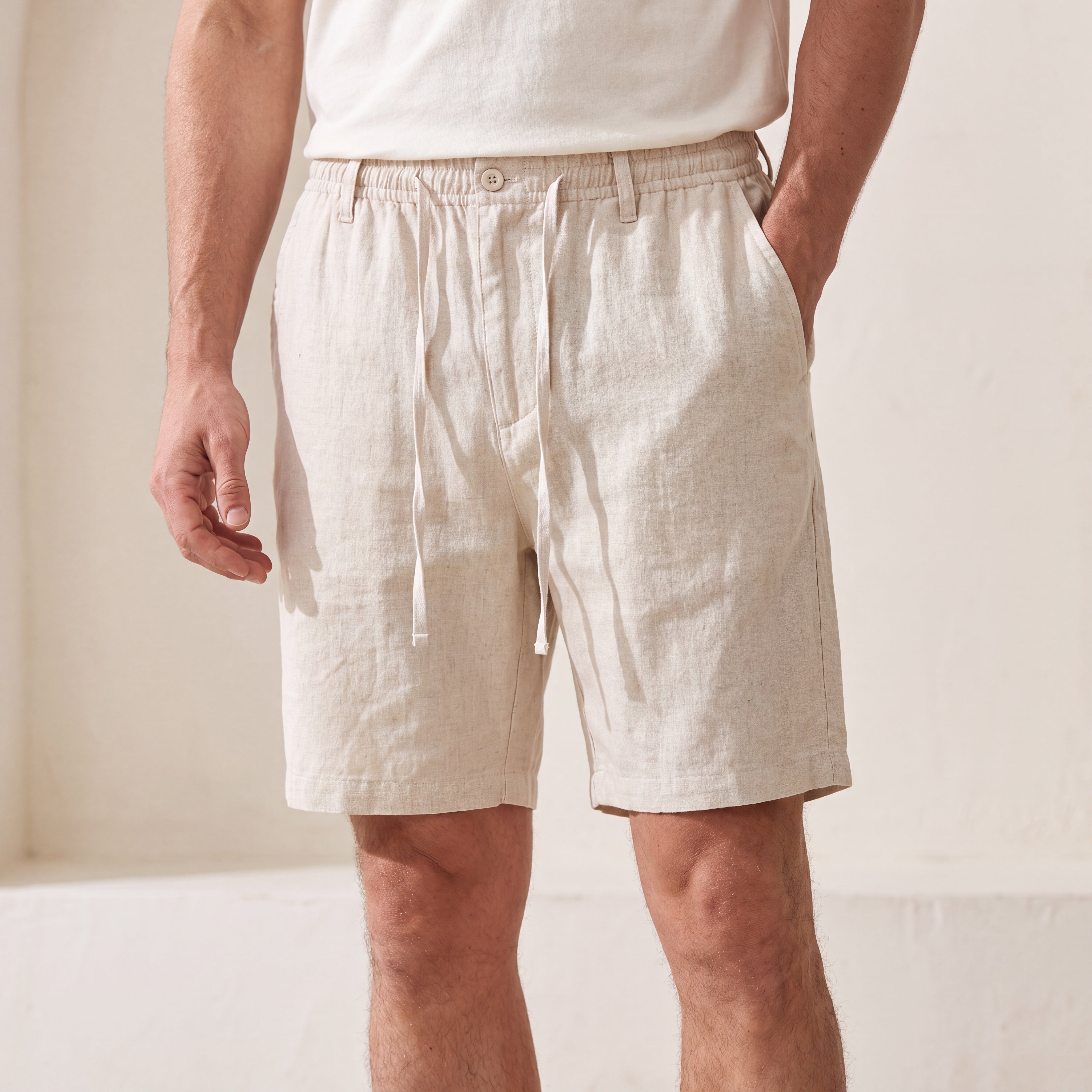 Fez Linen Shorts Beige lifestyle