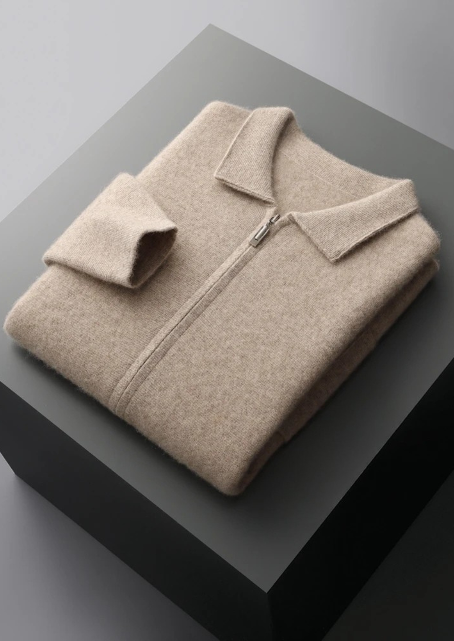 100% CASHMERE ZIPPER CARDIGAN