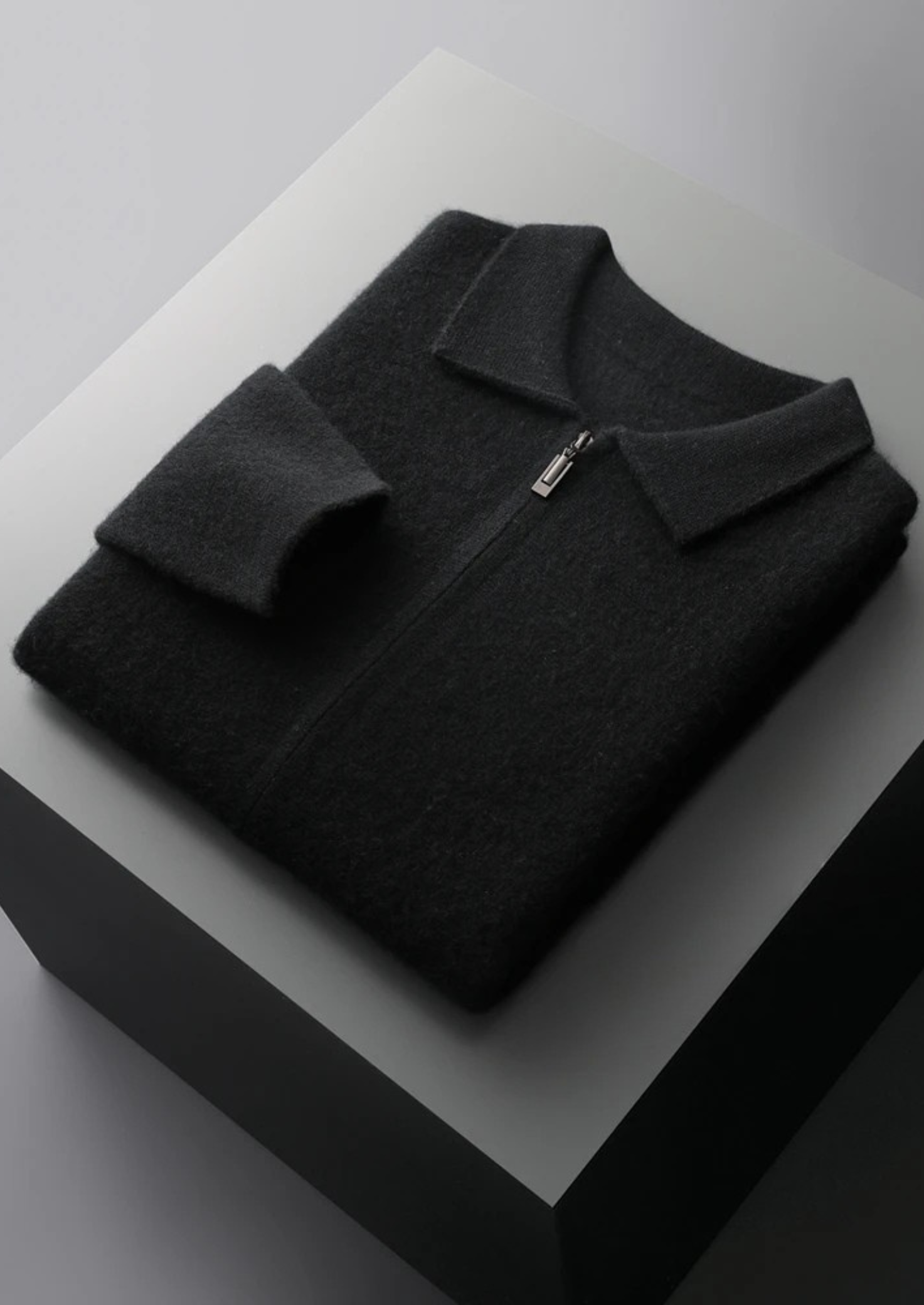 100% CASHMERE ZIPPER CARDIGAN