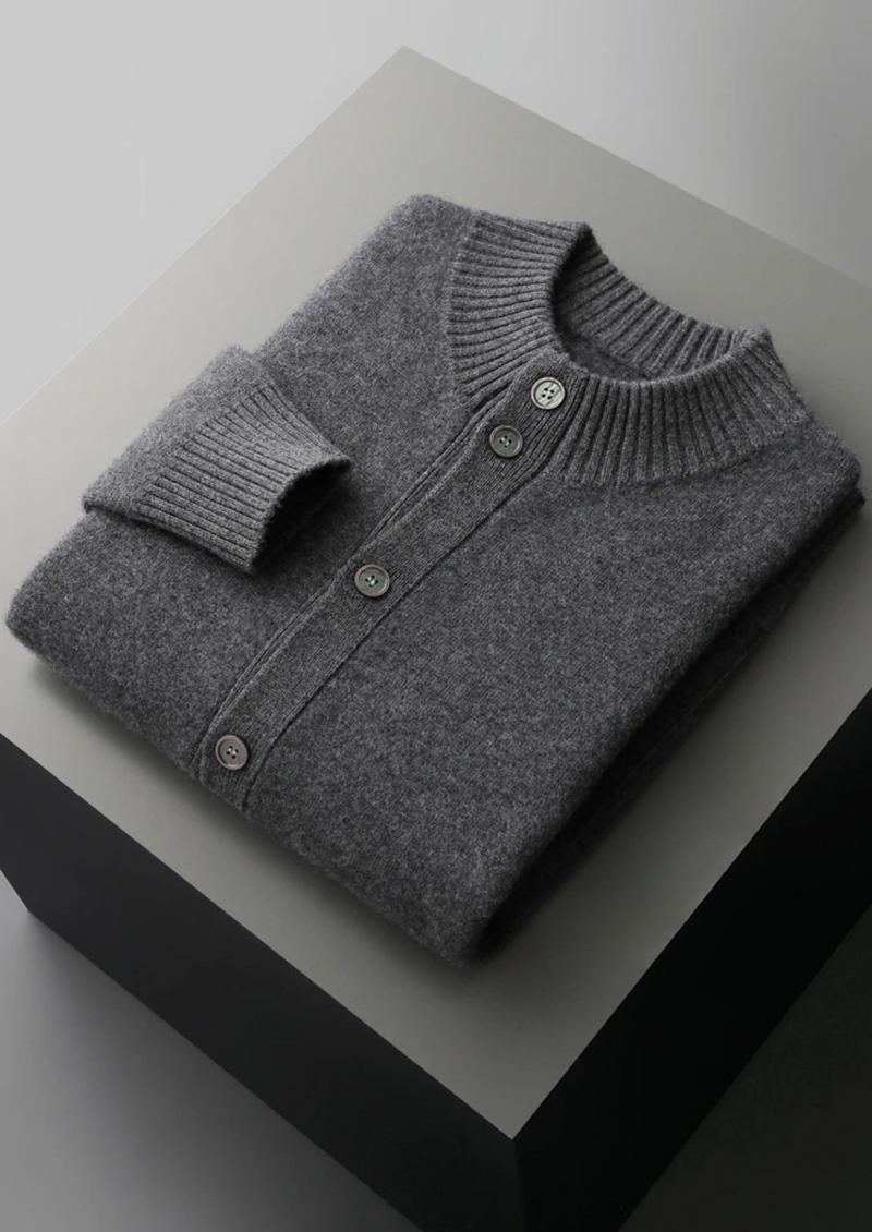 100% CASHMERE BUTTON CARDIGAN
