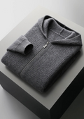 NOBA WOOL RIBBED ZIPPER HOODIE