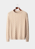 100% CASHMERE CABLE KNIT CREWNECK