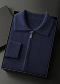 100% CASHMERE ZIP POLO CARDIGAN