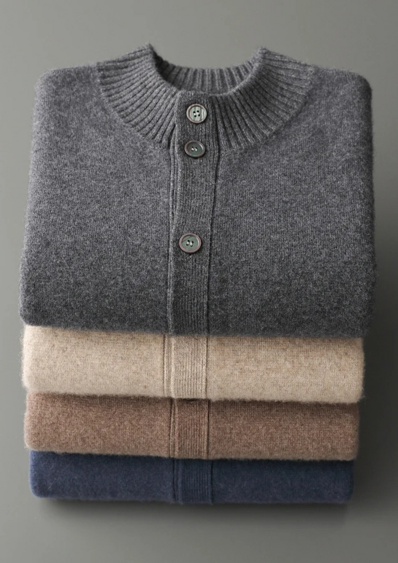 100% CASHMERE BUTTON CARDIGAN