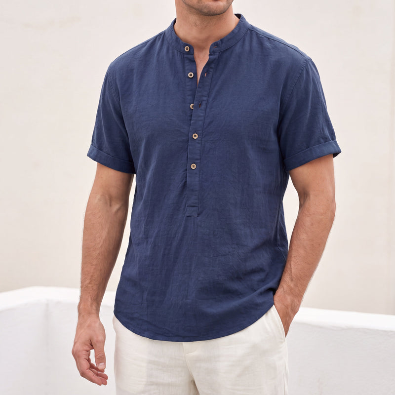 Nice Linen Shirt Dark Blue lifestyle