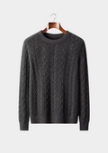 100% CASHMERE CABLE KNIT CREWNECK