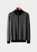 100% CASHMERE JACQUARD ZIP CARDIGAN