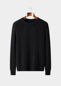 100% CASHMERE CABLE KNIT CREWNECK