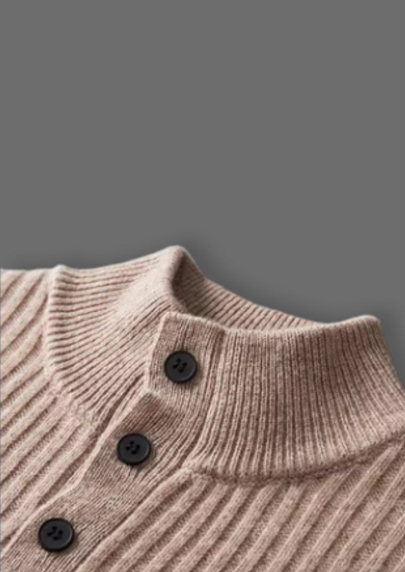 NOBA WOOL RIBBED HENLEY SWEATER