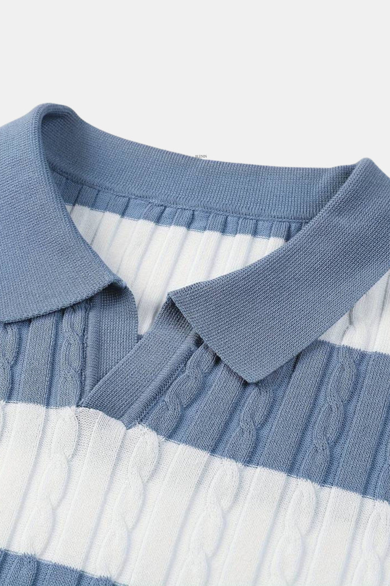 NOBA White Stripe Polo